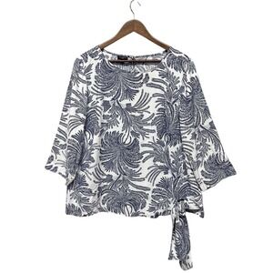 Talbots‎ Top Womens Plus Size 14W Blouse Scoop Neck  3/4 Sleeve Tie Hem Mature